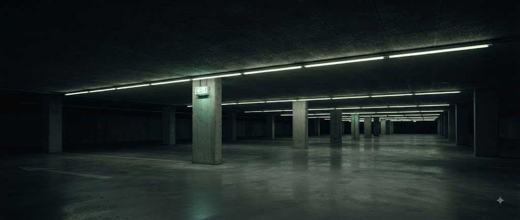LED-Lichtband in Tiefgarage